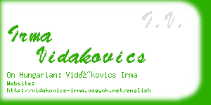 irma vidakovics business card